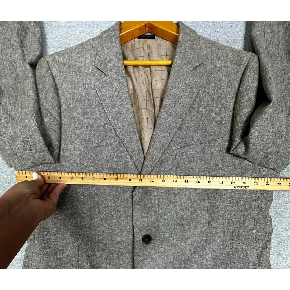Stafford Sport Coat 44L Long Taupe Gray Brown Linen Cotton Classic Fit Blazer